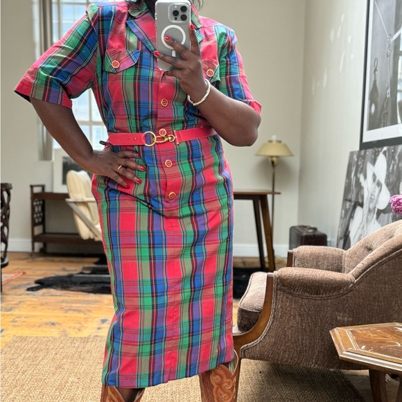 Vintage Dresses & Skirts - Shirt dress plaid